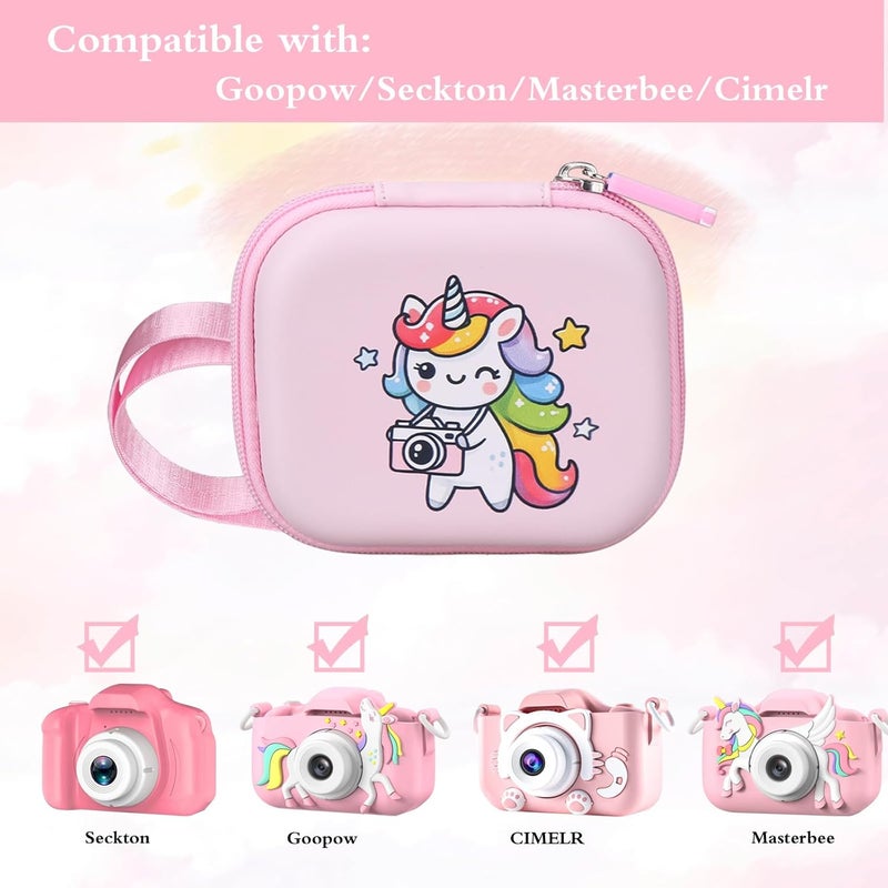 worfty Kids Camera Case Compatible with Goopow/Seckton/Masterbee/CIMELR/Desuccus/OUTUVAS/Dylanto/GKTZ Digital Video Camera Toys Camcorder Storage Holder Carrying-Pink Unicorn(Case Only) (Pink unicorn) - Image 2
